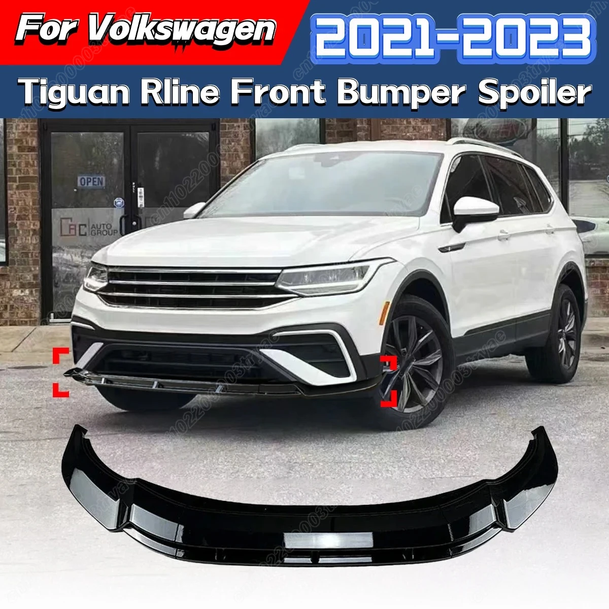

For Volkswagen Tiguan Rline 2021 2022 2023 Front Bumper Spoiler Front Shovel 3PCS Splitter Lip Accessories Body Modification Kit