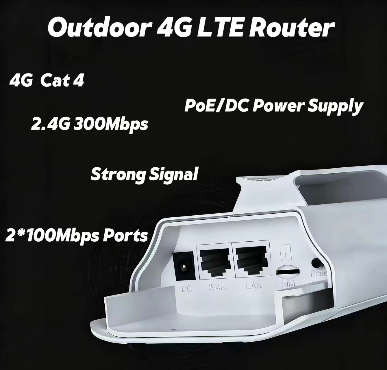Picture 5: ​2025 New 300Mbps Outdoor 4G LTE Router IP65 Waterproof with SIM Card Slot  WiFi Repeater for Villa Farm Long Range Coverage
