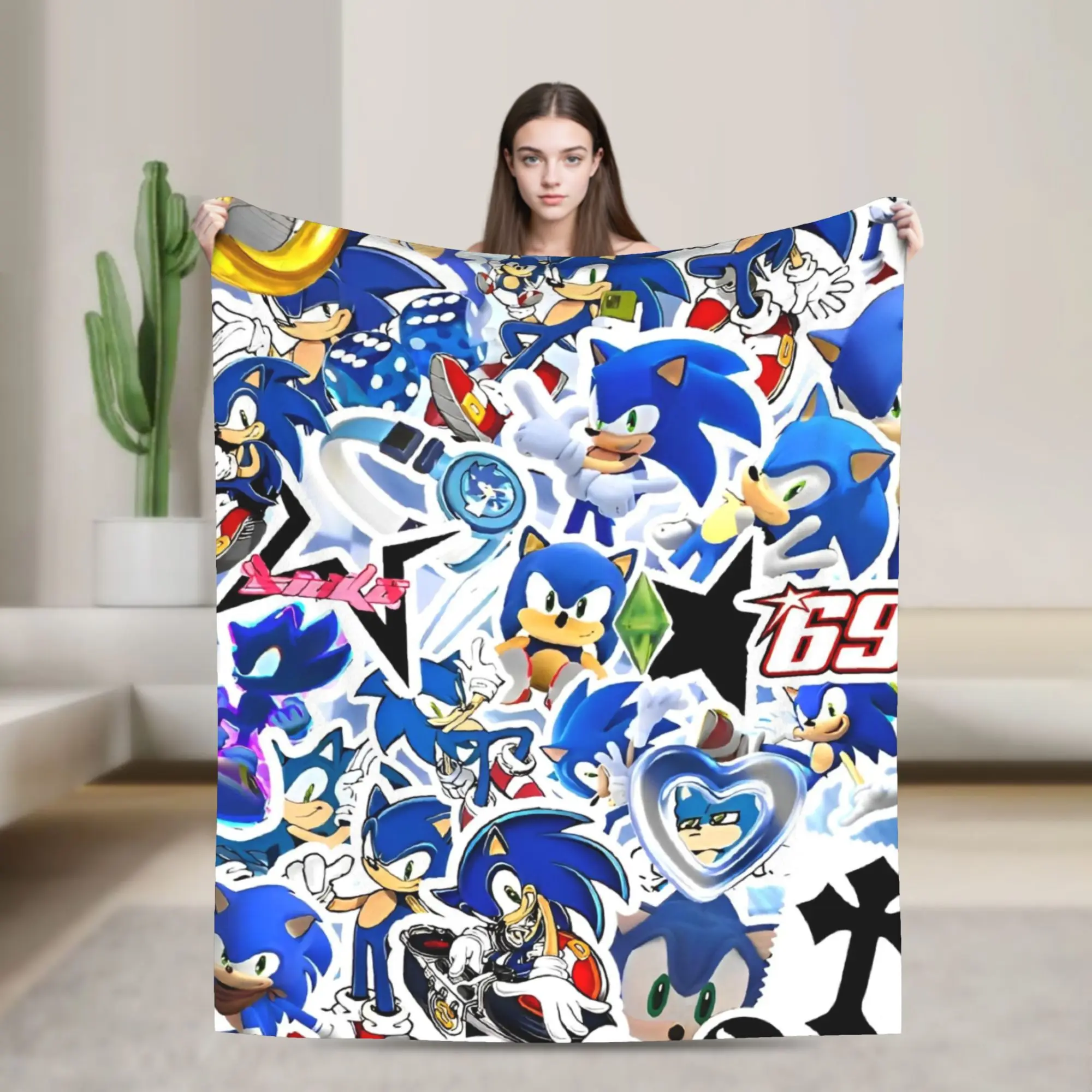 Hedgehog Shadow Blankets Wool Funny Warm Throw Blanket for Home Autumn/Winter