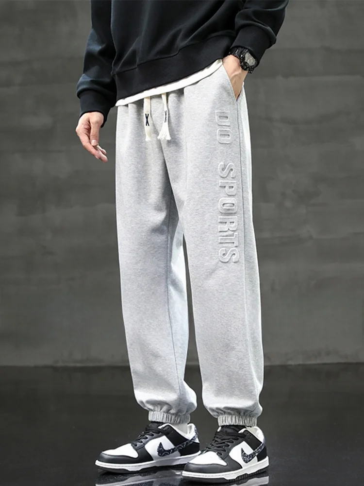 

Loose Fit Men's ey Sweatpants Big Size Cuffed Casual Sport Long Trousers Autumn New Sle Teenage Faion Brand Binhang