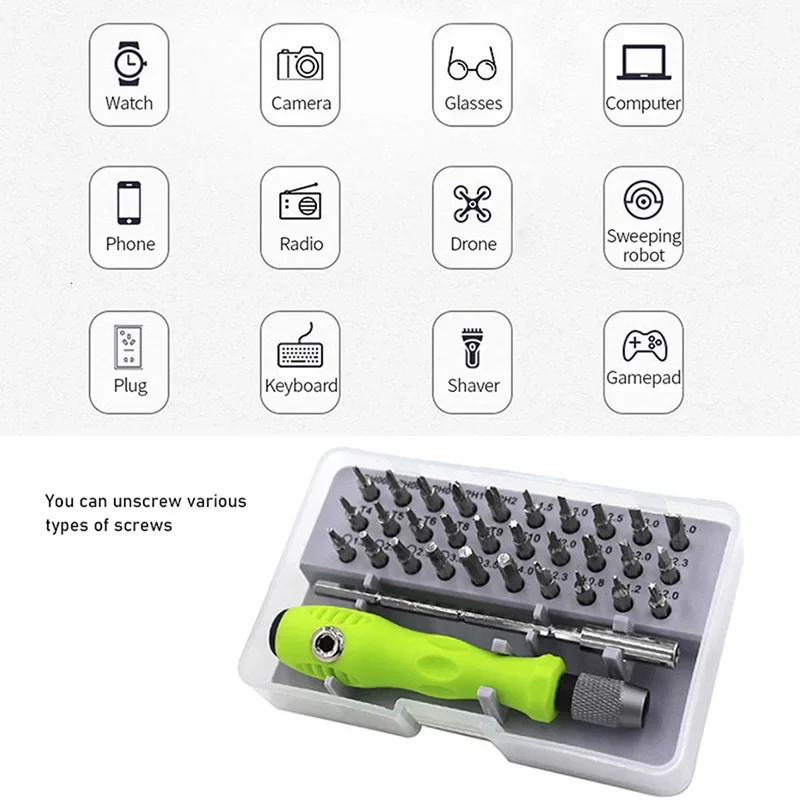 32 in 1 Multifunction Screwdriver Set Mini Precision Screwdriver Magnetic Screw Driver Bit Portable Electronic Repair Tool Kit