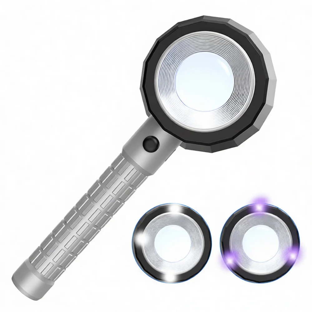 90X Handheld Microscope Professional Tool With Scale White Purple Light For Jewelry Appraisal Craft Stamp Inspection