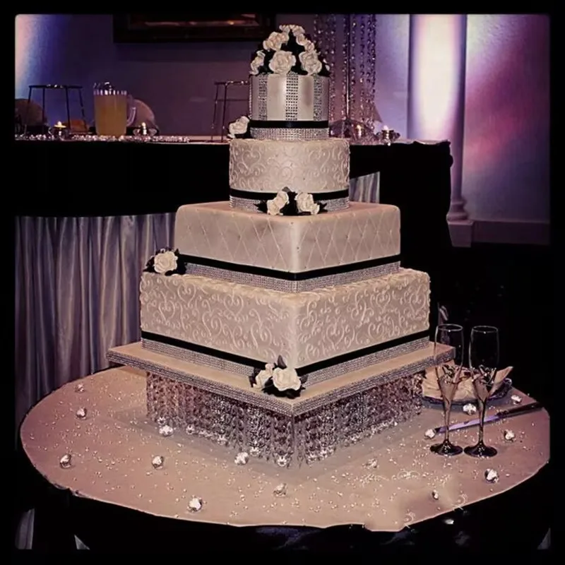 

Acrylic transparent multilayer cake rack classic crystal octagonal bead chain cake table dessert rack
