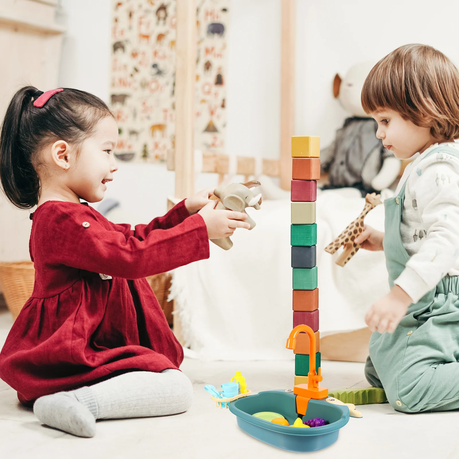 1 conjunto de simulação de plástico máquina de lavar louça elétrica para crianças seguro odor-livre educacional fingir jogar pia da cozinha crianças aprendendo