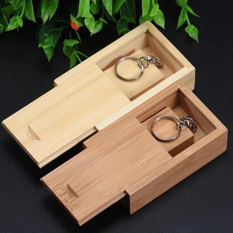

JASTER USB3.0 Pen Drive Free Key Chain USB 3.0 Flash Drive Wooden Box Memory Stick Creative Gifts Storage Device Pendrive 64GB