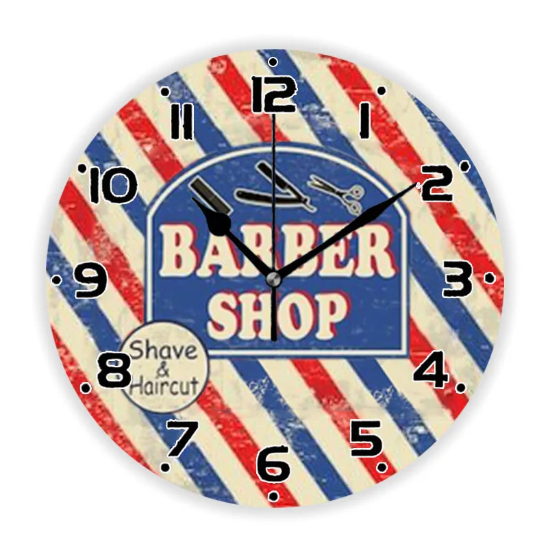 Vintage Barber Pole Decorative Wall Watch for Barber Shop Haircut Barbershop Large Wall Clock for Hair Stylist Hairdresser Gift