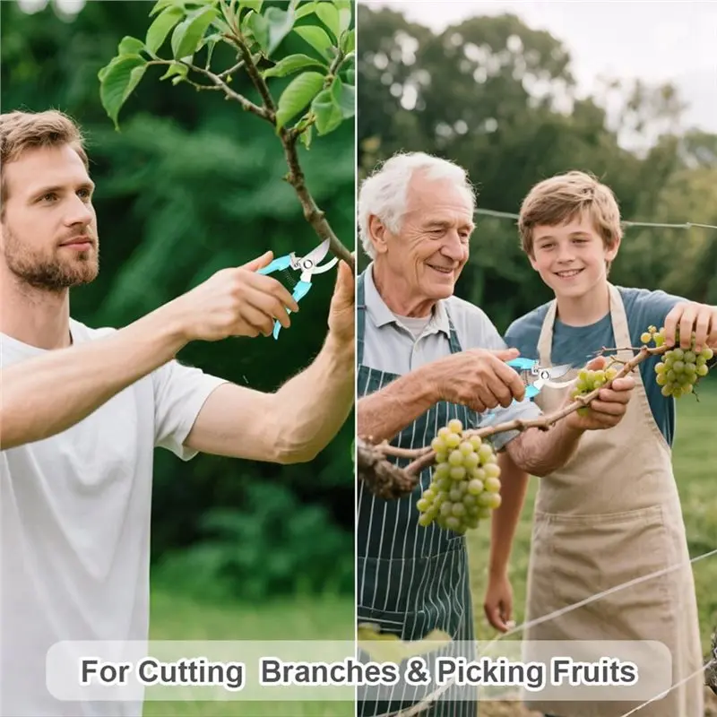 Garden Scissors,Comfortable Grip& Safety Lock, 2Pcs Stainless Steel Straight Blade Pruning Shears