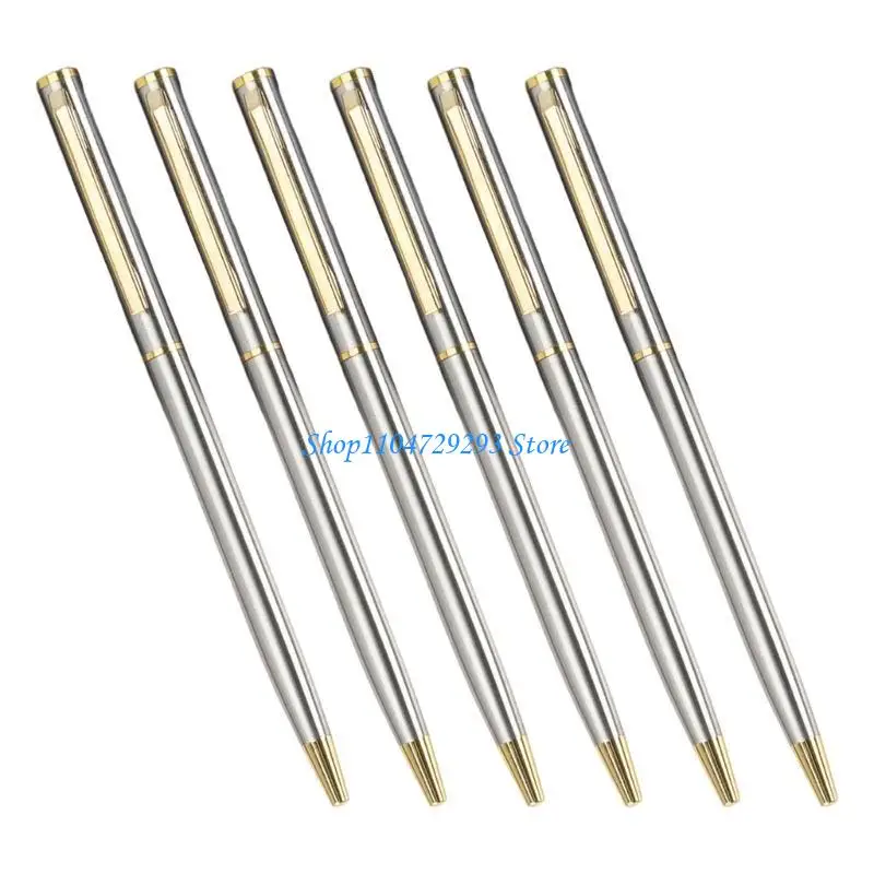 6Pieces Office Signing Pen Metal Ballpoint Pen Twist Action Business Pen Write Smoohtly Gift Pen