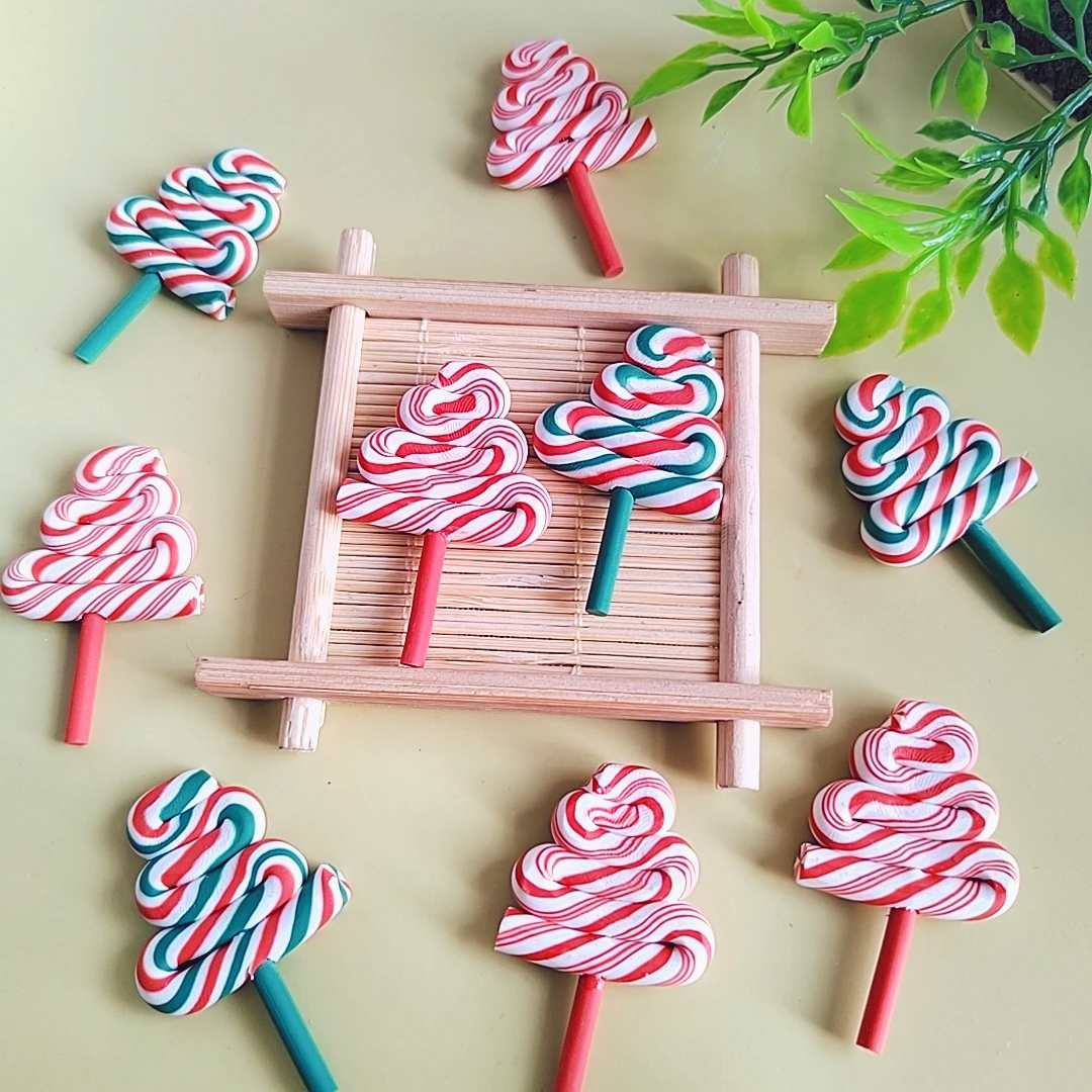 Christmas Clay Lollipop Resin Charms Pendants For Jewelry Making Accessories DIY Handmade Earring Necklace Decoration