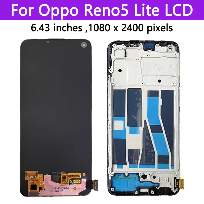 6.43'' AMOLED Ekran Dotykowy LCD z Digitizerem do OPPO Reno5 Lite CPH2205, Zespół Wyświetlacza LCD do OPPO Reno 5 Lite 5Lite z Czytnikiem Linii Papilarnych — zdjęcie produktu 2