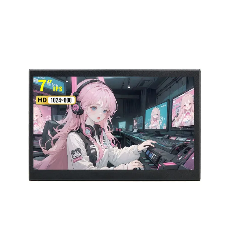 7Inch  Rechargeable 1-Line Mini Small Portable Screen Touch Screen 1024x600 Full HD Gaming Monitor PC Raspberry Pi Laptop Screen