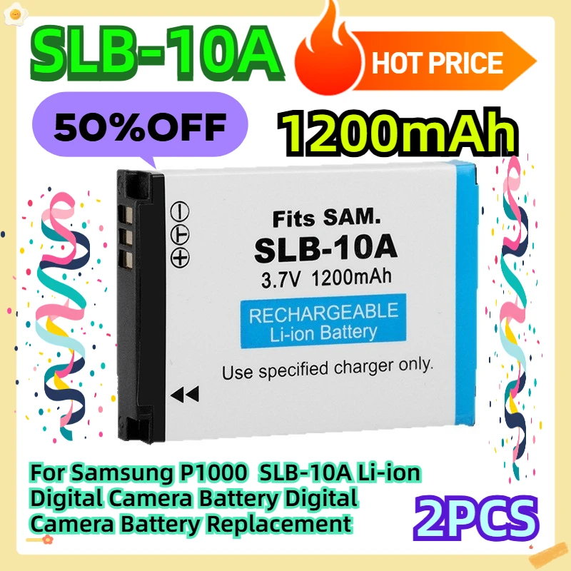 

For Samsung P1000 SLB-10A 3.7 Volt Li-ion Digital Camera Battery Digital Camera Battery Replacement 2pcs