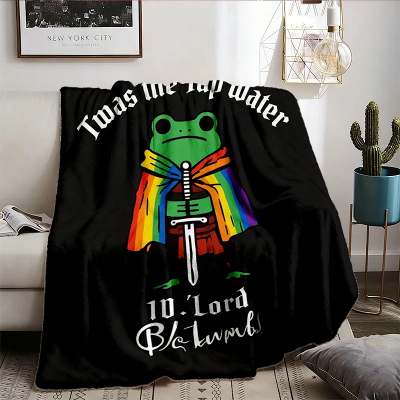 Twas The Tap Water Funny Frog LGBTQ Pride Comfy Blanket, Pride Flag Funny Knight Frog Flannel Blanket, LGBTQ Gift, Trans