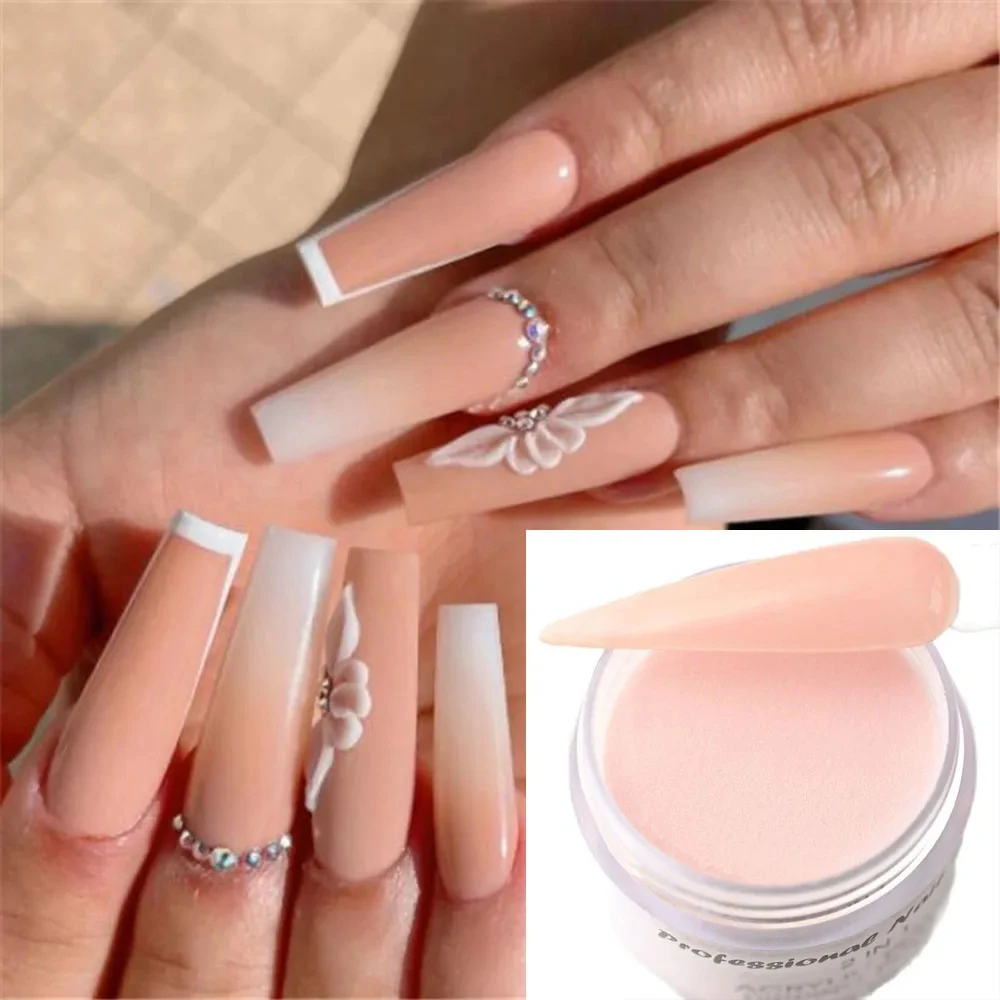 100 gr/beutel Feste Acryl Pulver Weiß Klar Rosa Pulver Acryl Nude Nagel Pulver Tauch Pulver Pigment für Nagel Carving Verlängerung – Detail 5