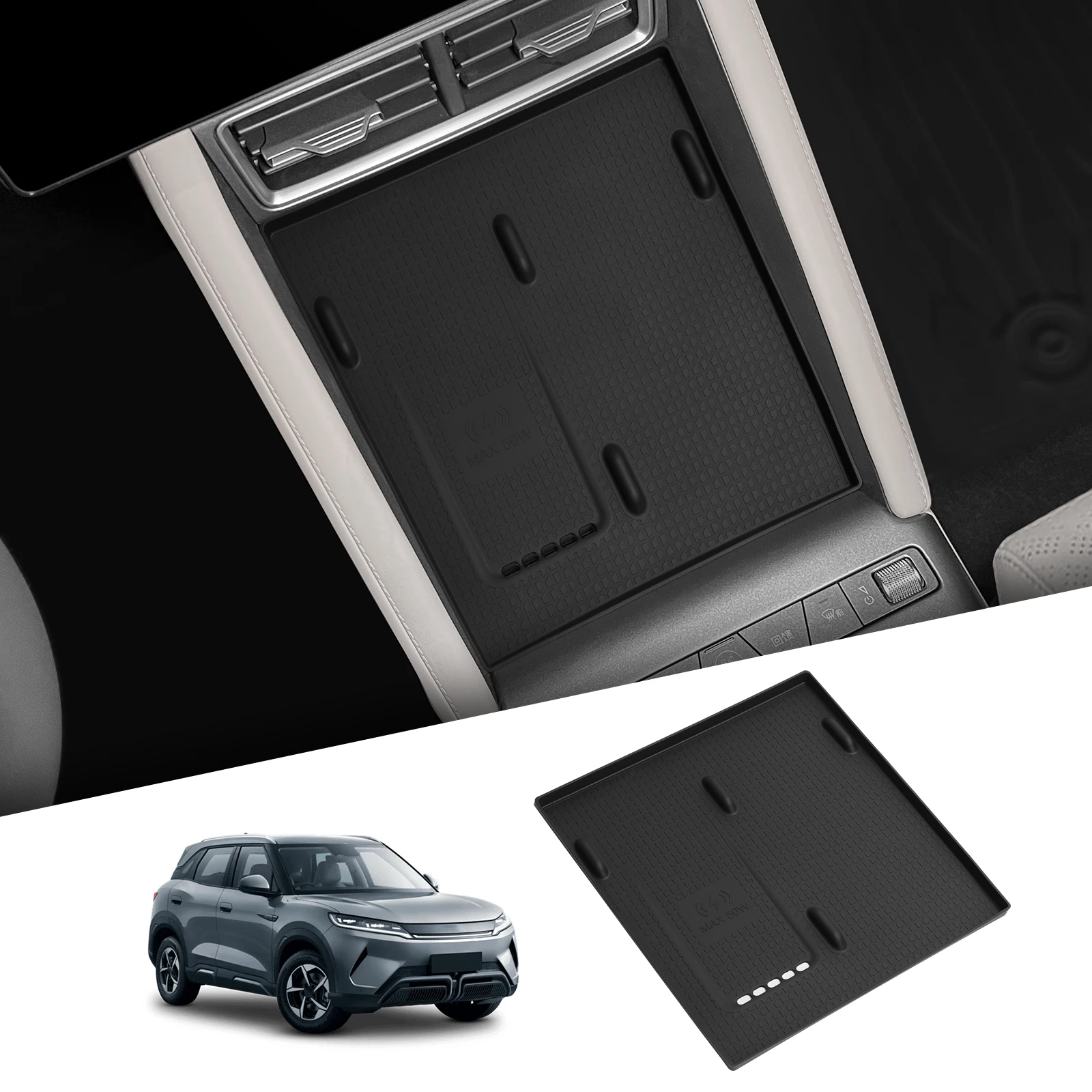 LUCKEASY for BYD Yuan UP/ Atto 2 2025-2026 Button Control Version Wireless Charging Pad Silicone Anti-Slip Mats Car Accessiories