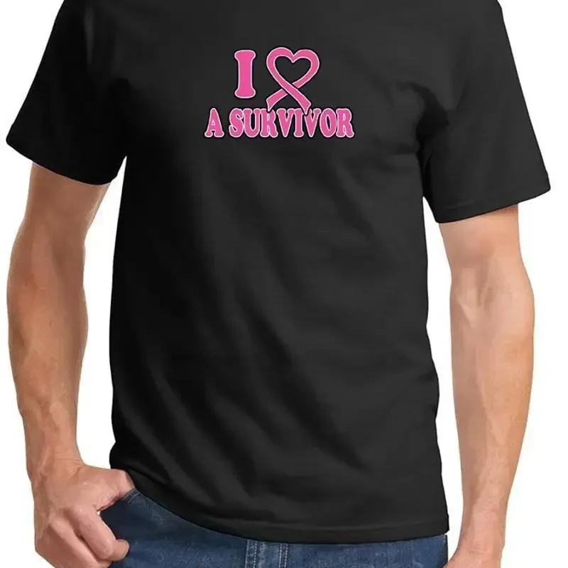 T-shirt de sensibilisation au cancer du sein pour hommes, I Heart A Survivor