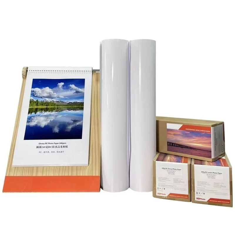 

240gsm Inkjet RC Photo Paper Roll Waterproof Pigment Ink Glossy Luster Matte Photo Printer Paper