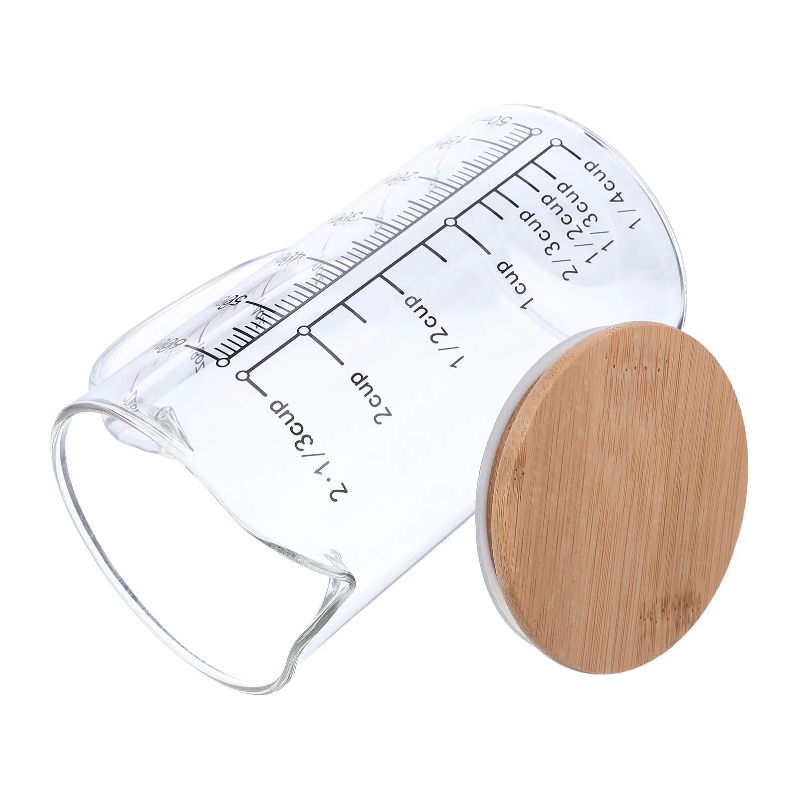 

600Ml Glass Measuring Cup with Lid Heat Resistant Transparent Graduated Scale Handle for Baking Coffee Mixing Liquid Measuring
