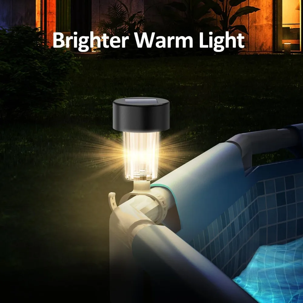 

6Pcs Waterproof Solar Pool Light Frame Garden Lamp LED Fence Decorative Accessories White Warm Solar Outdoor Lights