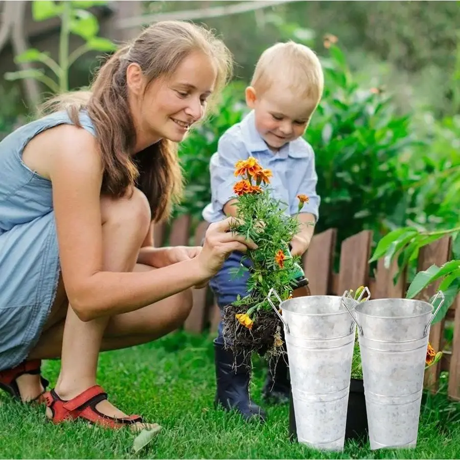 

8pcs 10inch Small Galvanized Flower Bucket,Small Metal Vases for Flowers,Metal Vase,Flower Vases for Bouquet,Flower Buckets for