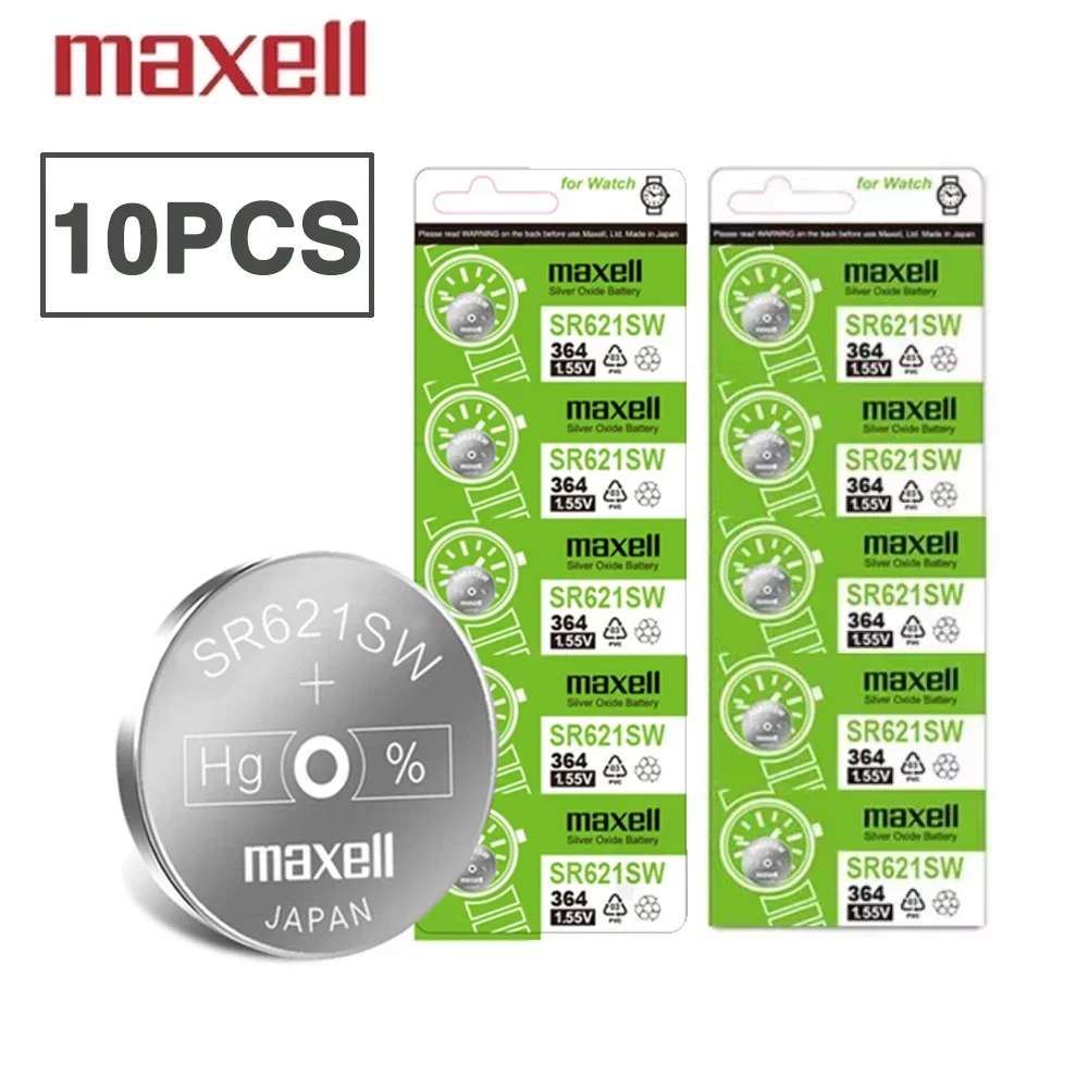 10PCS Original-MAXELL AG1 SR621SW LR621 364 164 531 SR621 SR60 CX60 Button Battery for Watch Toys Remote Cell Coin Batteries