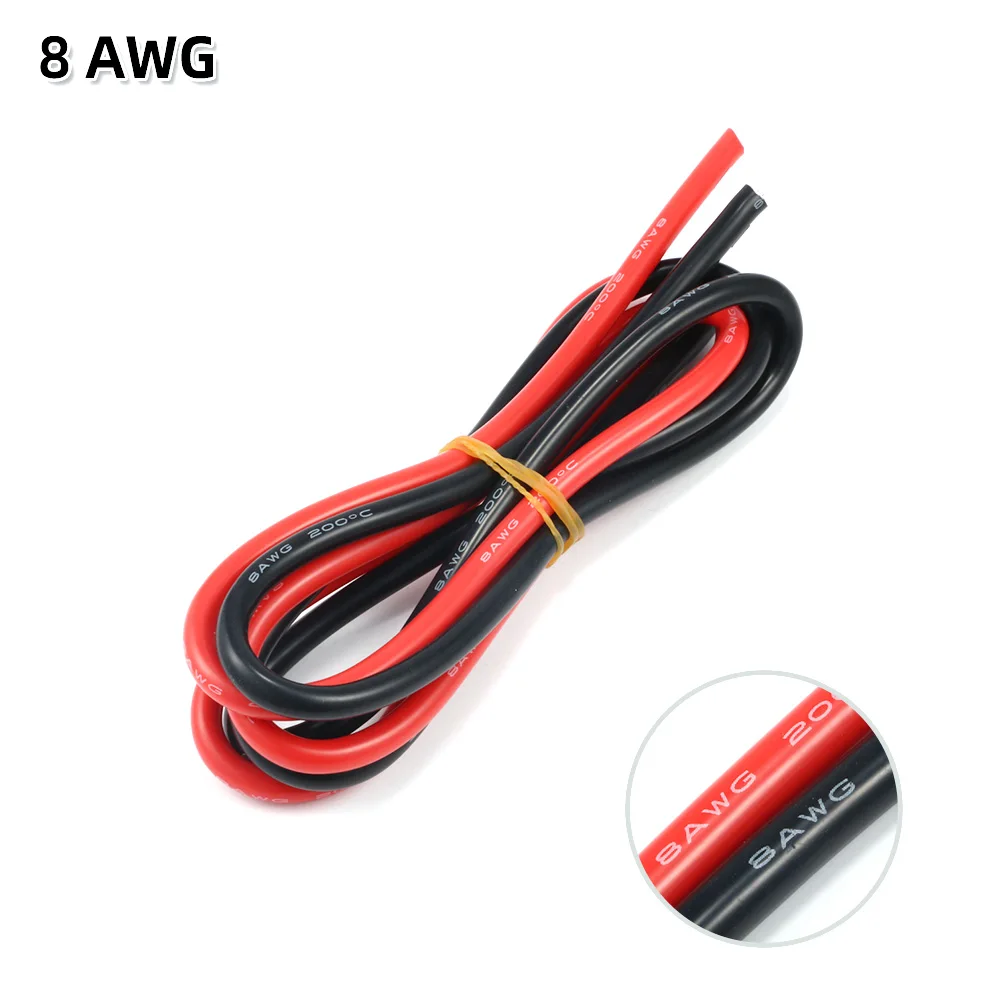 2 meter siliconendraad 8 10 12 14 16 18 20 22AWG hittebestendige zachte siliconen silicagel draadkabel (1 meter rood + 1 meter zwart)