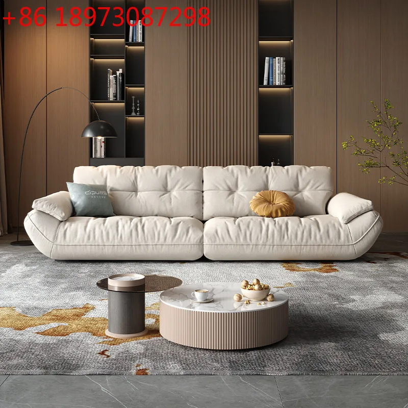 

Cat scratching cloth technology sofa living room simple modern light luxury cream wind straight row cloud sofa