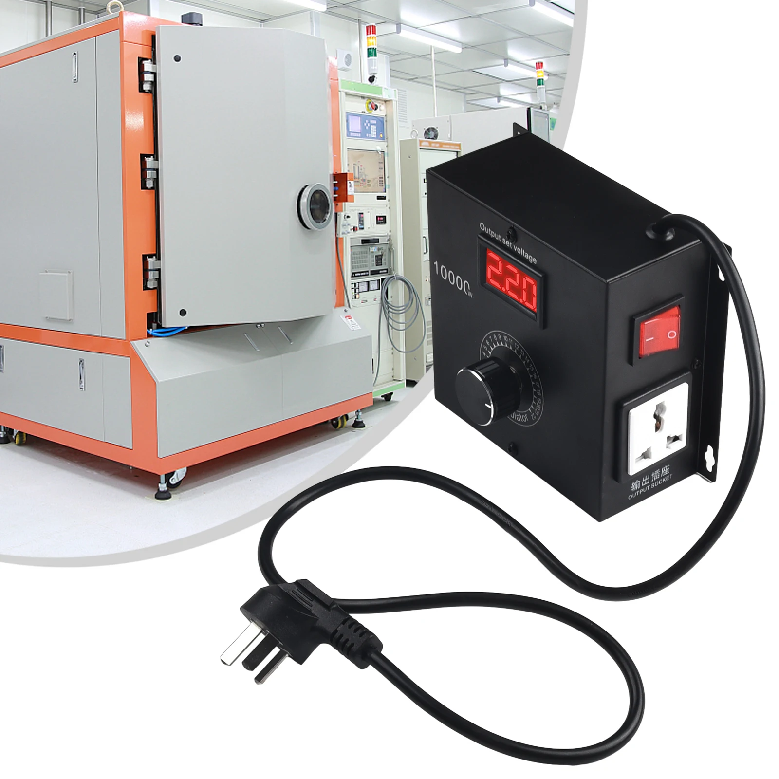 

Регулятор напряжения с железным корпусом, электронный контроллер SCR мощностью 10000 Вт, ручка бесступенчатого вращения, утолщенная медная часть, ЖК-дисплей