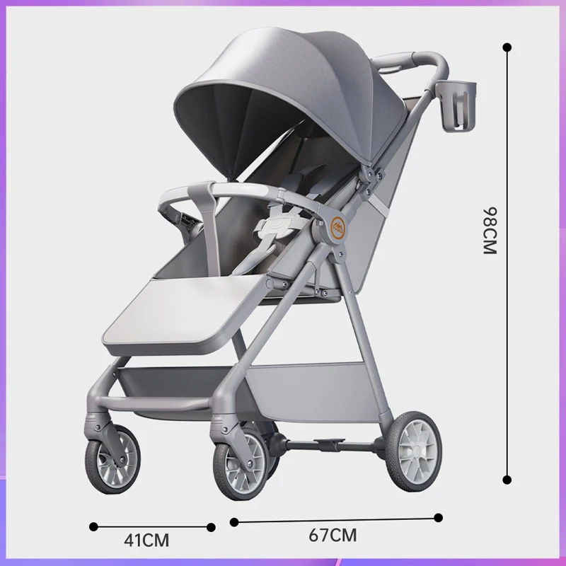 

High landscape one click collection baby stroller, can be lying or sitting, can be used as a baby dining chair