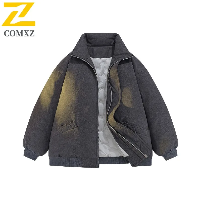 COMXZ High Quality Down Jacket Turndown Collar Windproof Minimalist Work Padded Jacket Business Trip Handsome Men Winter Jacket