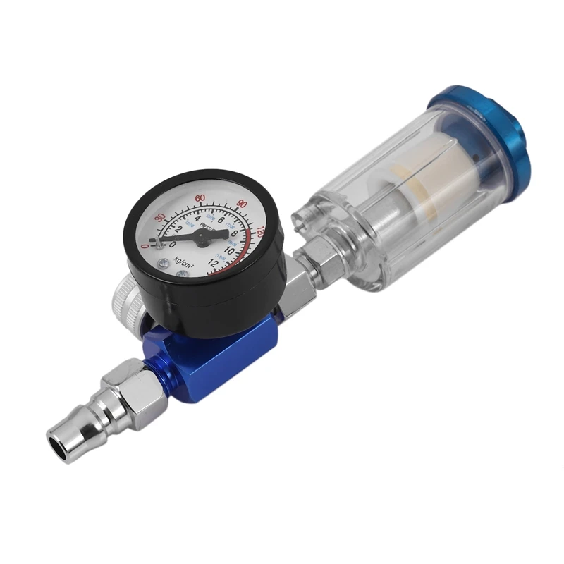 1/4 Scratch Air Pressure Regulator Gauge Spray Tool & In-Line Water Trap Filter Oil-Water Separator Pneumatic Tool