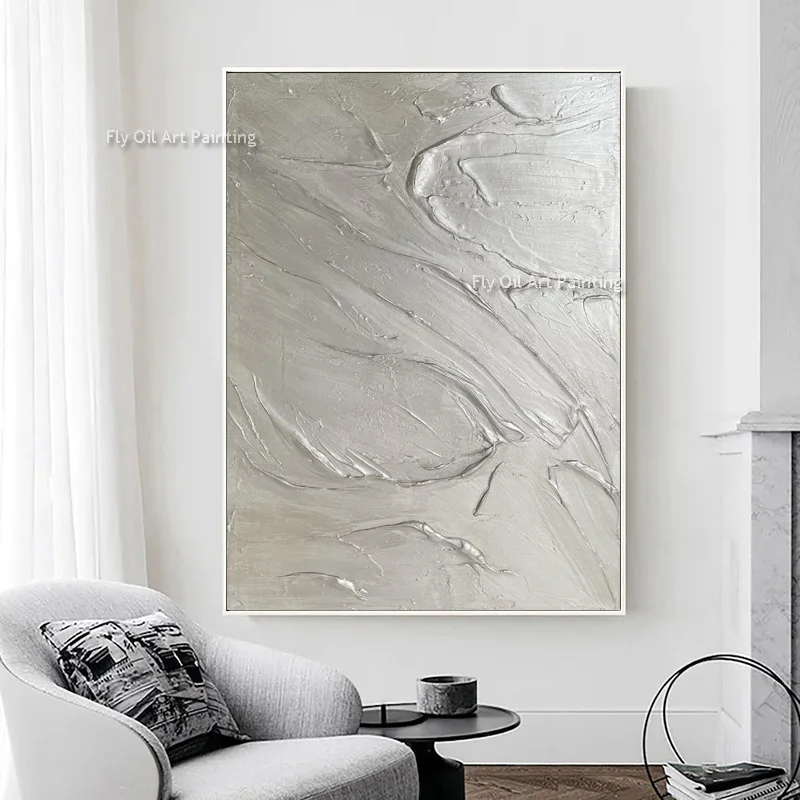 New Design Handmade Sliver Abstract Seawave Thick Canvas Wall Art Original Seascape Canvas Wall Art Modern Home Wall Decor