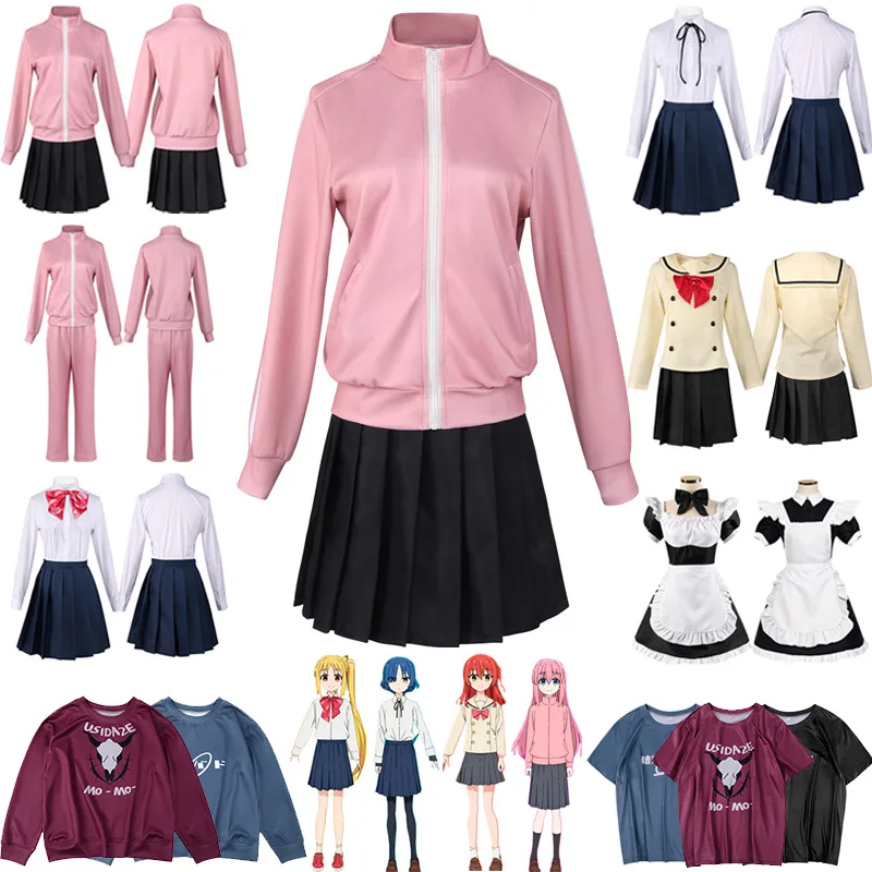 

Hitori Gotoh Cosplay Anime Bocchi The Rock Hitori Gotoh Cosplay Costume Pink Coat Skirt Wig Halloween Clothes for Girls Women