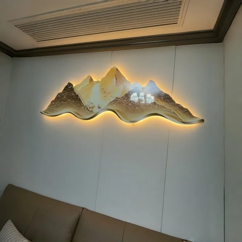 Modern Luxury Living Room Led Decoration Painting High-End Landscape Wall Lamp Sofa Background Hanging Painting Home Decoration