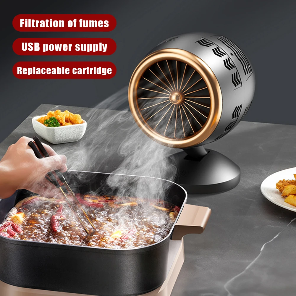 Portable Range Hood Low Noise Kitchen Exhaust Fan Height Angle Adjustment Mini Cooker Hood for Indoor BBQ Hot Pot