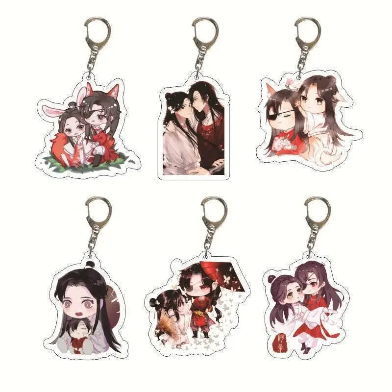 6cm Anime Tian Guan Ci Fu Acrylic Key Ring Xie San Lang Lian Hua Cheng Figure Key Chain Cosplay Commuter bag Accessories Gifts