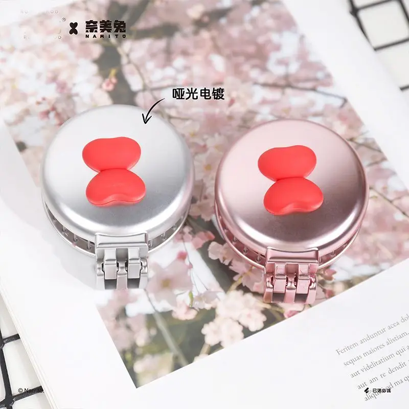 Mini Heart-Shaped Portable Comb with Air Cushion Massage Feature One-Piece Design with Mirror Included Folding Design for Easy C