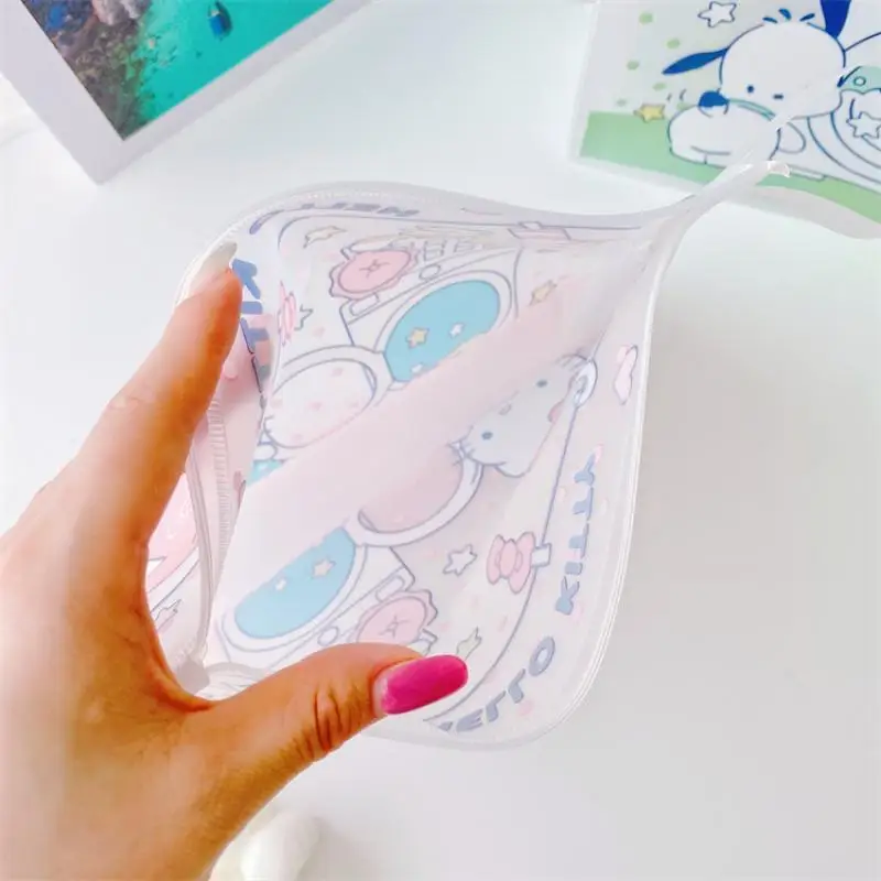 Kawaii sanrio neue kuromi Bleistift Tasche hallo kitty meine Melodie Kosmetik tasche Handheld große Kapazität Organizer wasserdicht transparent