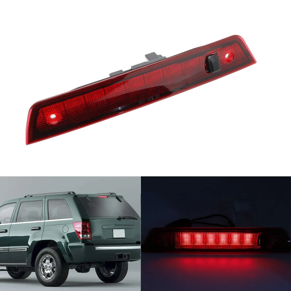 Rear Third 3Rd Brake LED Light High Mount Stop Light Reverse Brake Light For Jeep Grand Cherokee 2005-2010 (Red)-N25R