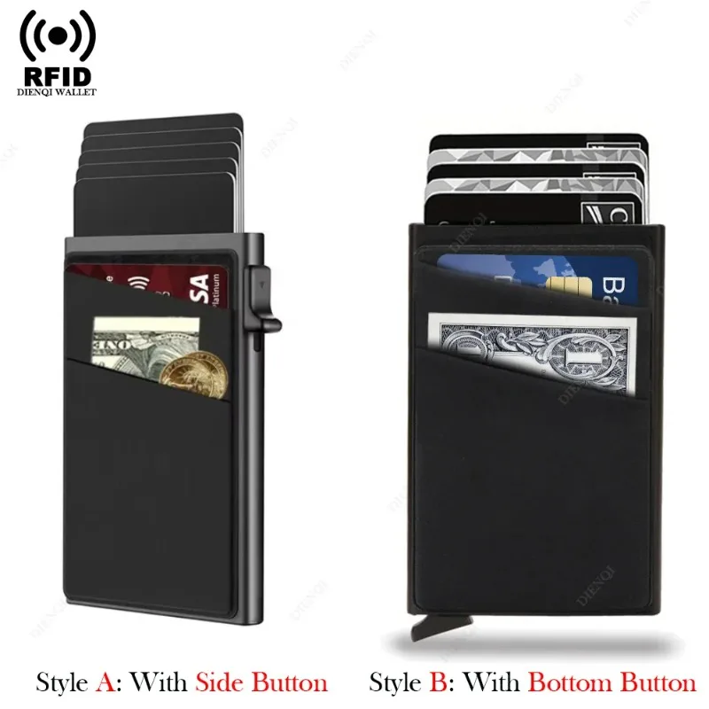 Slim Business Card Holder Rfid Minimalist Smart Wallet Pop Up Metal Box Credit Bank Visit Cardholder Case Porte Carte De Visite