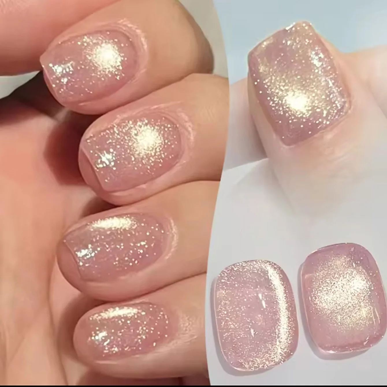 

MAINEL 10ML 1Pcs Pink Nails Popular Gentle Rhinestone Cat Eye Gel Nail Polish - Understated Luxury Nail Polish & Nail Products