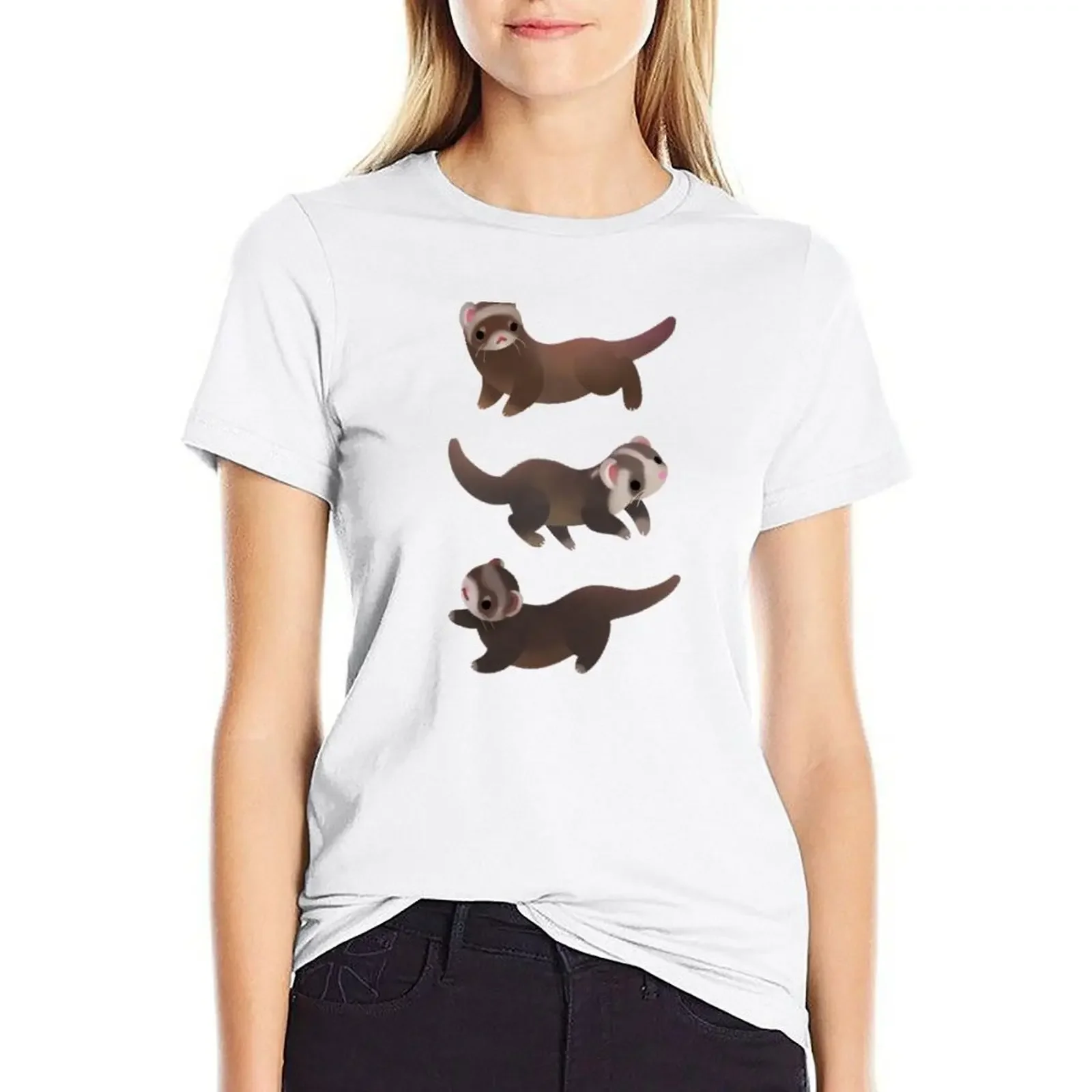 Ferret - dark T-shirt shirts graphic tees Short sleeve tee rock and roll t shirts for Women