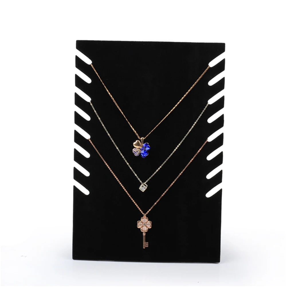 

Черная прямоугольная флокированная подставка для ожерелья, органайзер для розничных выставок, домашний держатель для подвески на столешнице, дисплей для ювелирных изделий