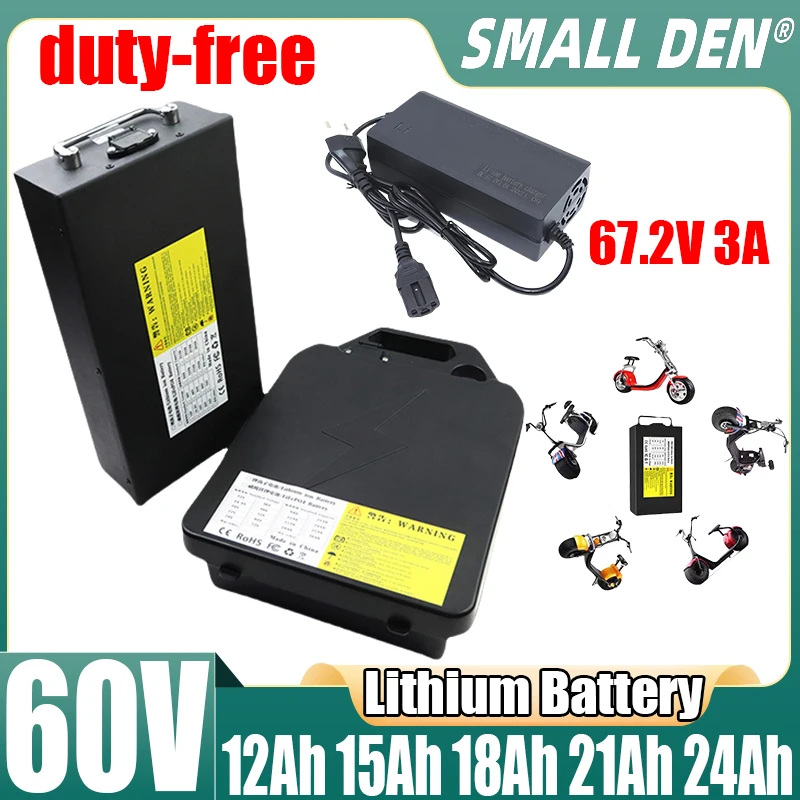 2024 60V 12Ah 15Ah 18Ah 21Ah 24Ah Lithium-Akku für Elektromotor rad 18650 für Citycoco-Roller Elektro fahrrad Duty-Free-Versand