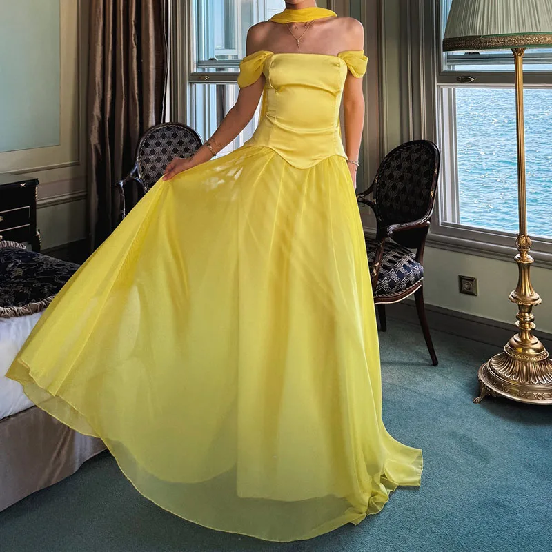 Robe de soirée Sexy en Satin pour femmes, dos nu, avec ruban, Style français, élégante, en maille épissée, bustier tubulaire, sans manches, plissée