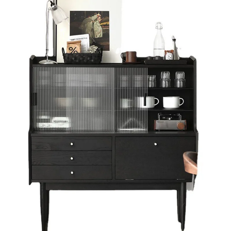 

Nordic solid wood dining side cabinet small apartment household multi-layer storage tea light luxury restaurant storage