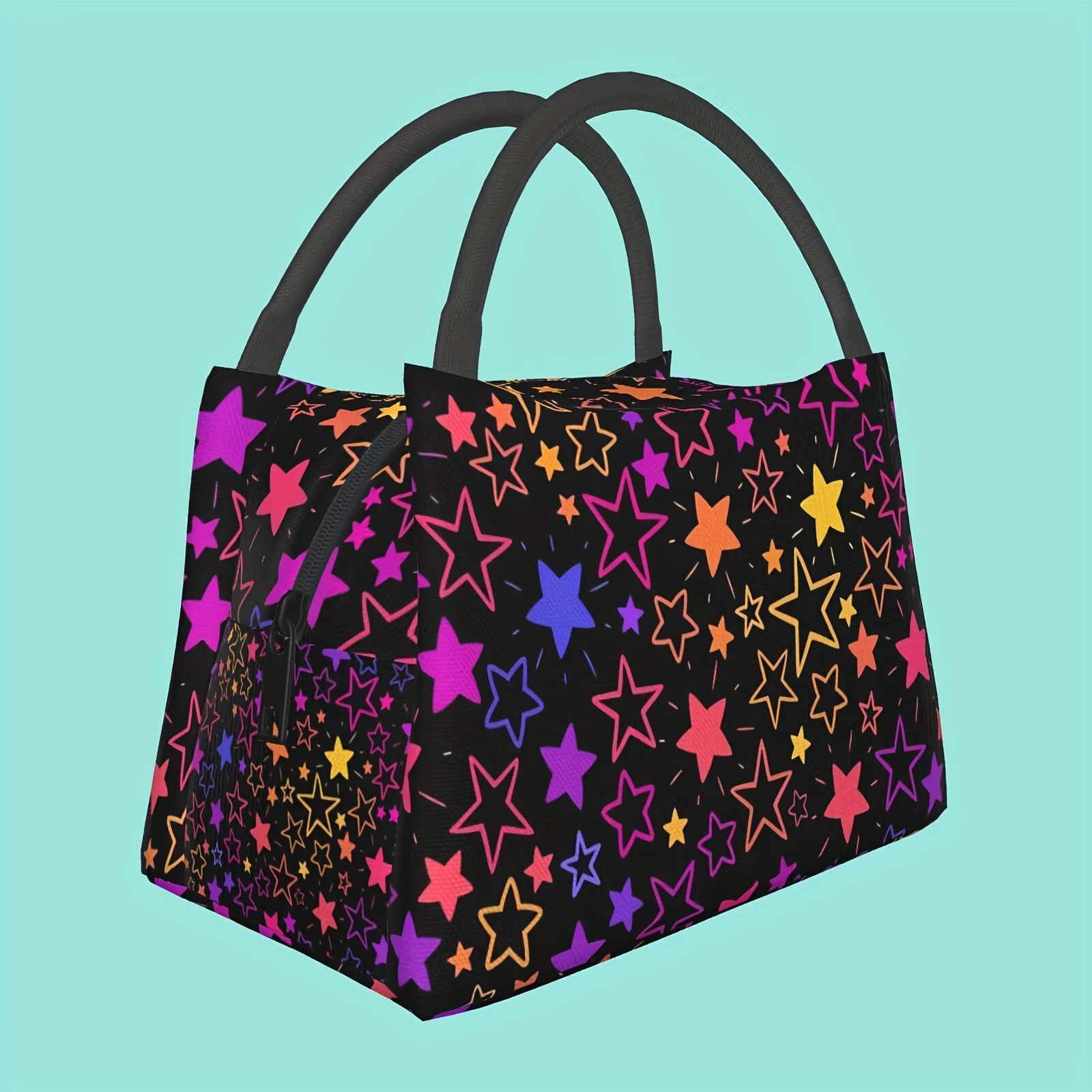

Reusable Insulated Lunch Bag with Star Pattern - Leakproof, Dual-Tube Design for Hot & Cold Food Storage