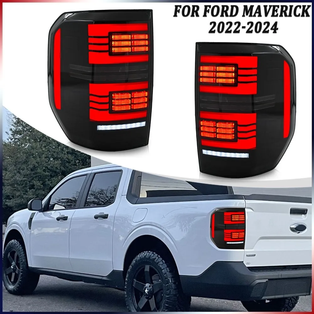 

1 комплект, полностью светодиодные задние фонари в сборе для Ford Maverick 2022-2024, задние фонари багажника, аксессуары Plug and Play