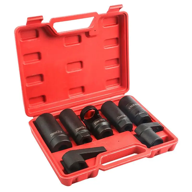

Chrome-Vanadium Steel Material, 7-Piece Black Oxygen Sensor Socket Wrench Set