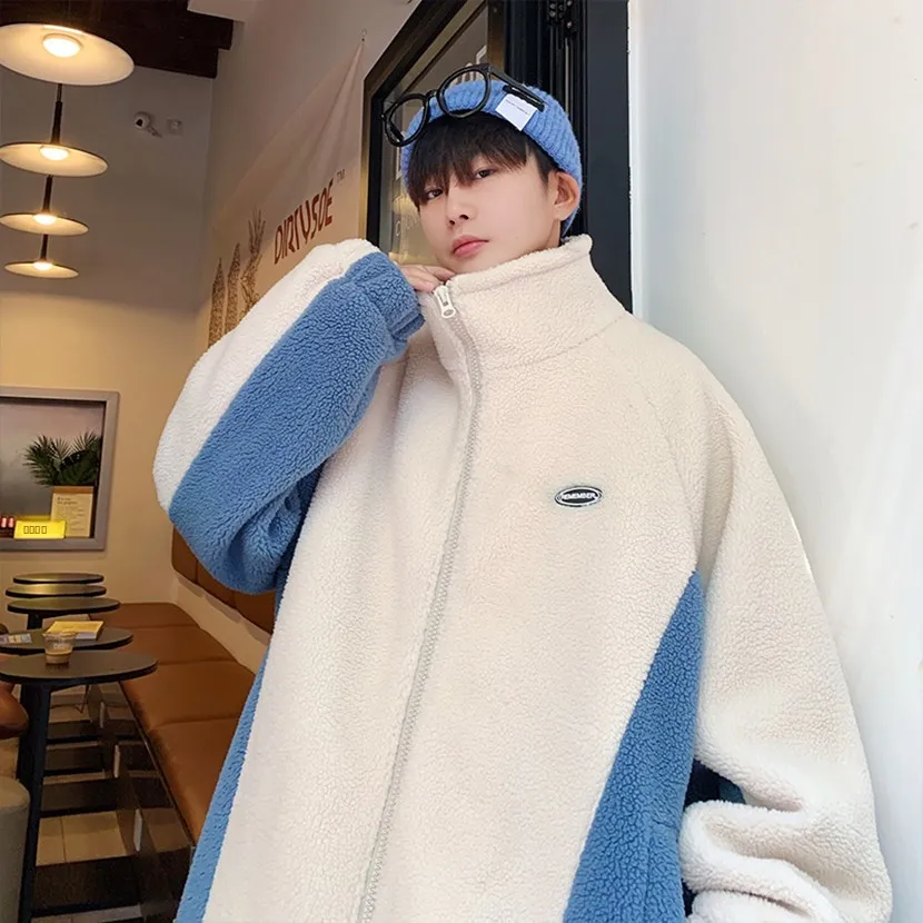 

Lamb Velvet Jaet Men's Winter Thiened Warm Cotton Coat Trendy Loose Men's Cotton Clothes Winter Clothes Polyester Fiber